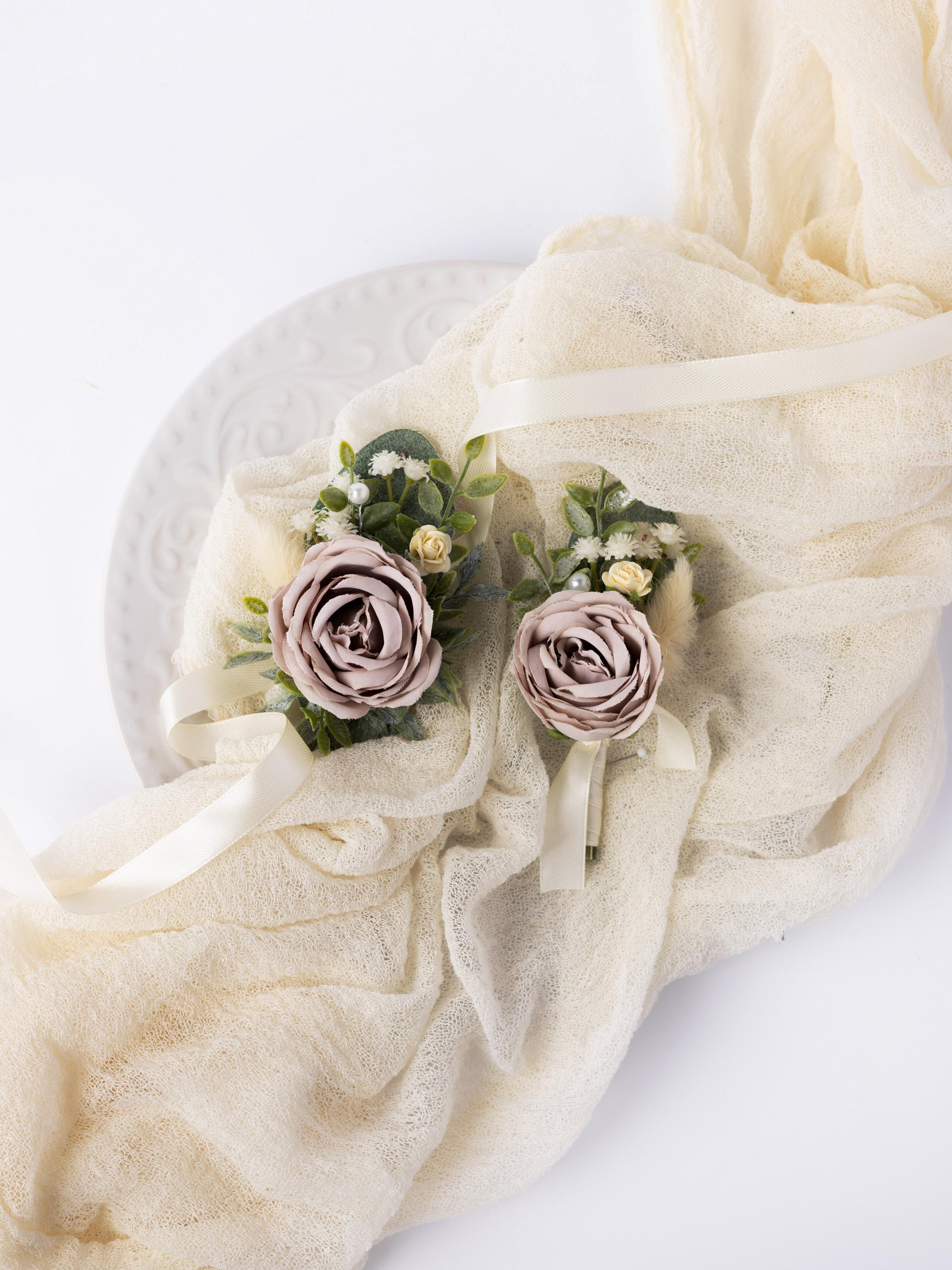 Dusty Rose Boutonniere for Men Bohemian Autumn Wedding Hoco