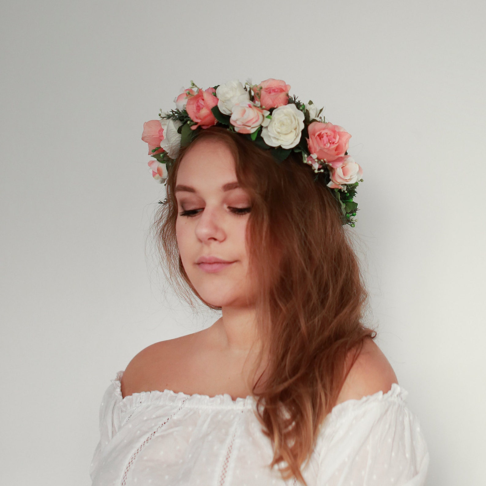 Flower Girl Crown Rustic Bridal Crown Flower Crown Baby Etsy