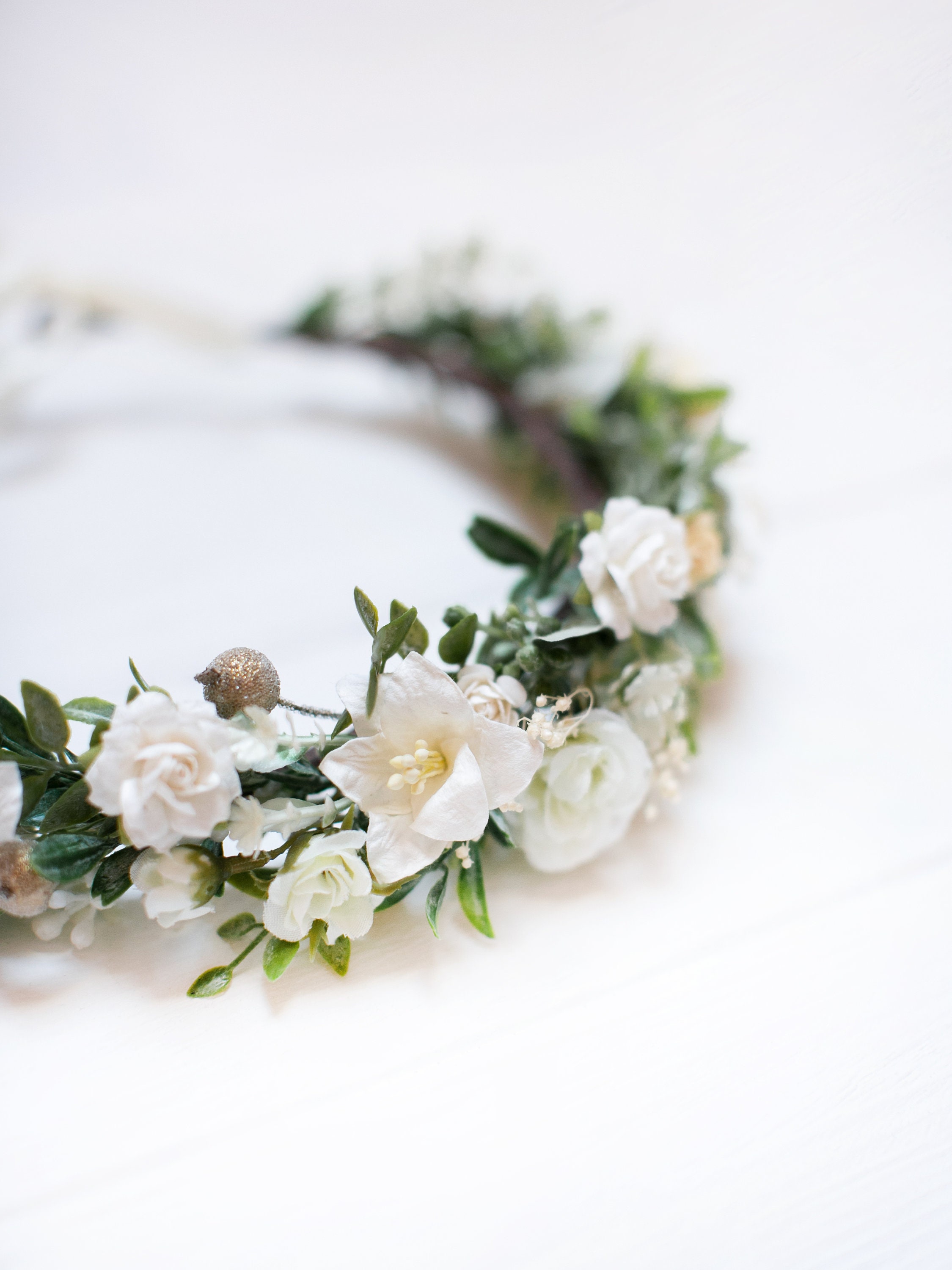 Bridesmaid Crown Flower Girl Crown White Bride Crown Bridal Etsy