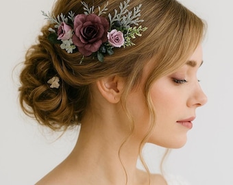 Flower hair pins, Flower clip, Wedding hair pieces, Boho flower hair clip, Floral hair clip, Purple hair accessories, dried flower hair pins