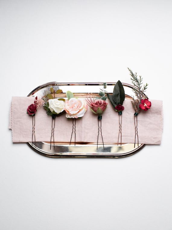 Ecarla - Molletta per capelli, fiore, rosa