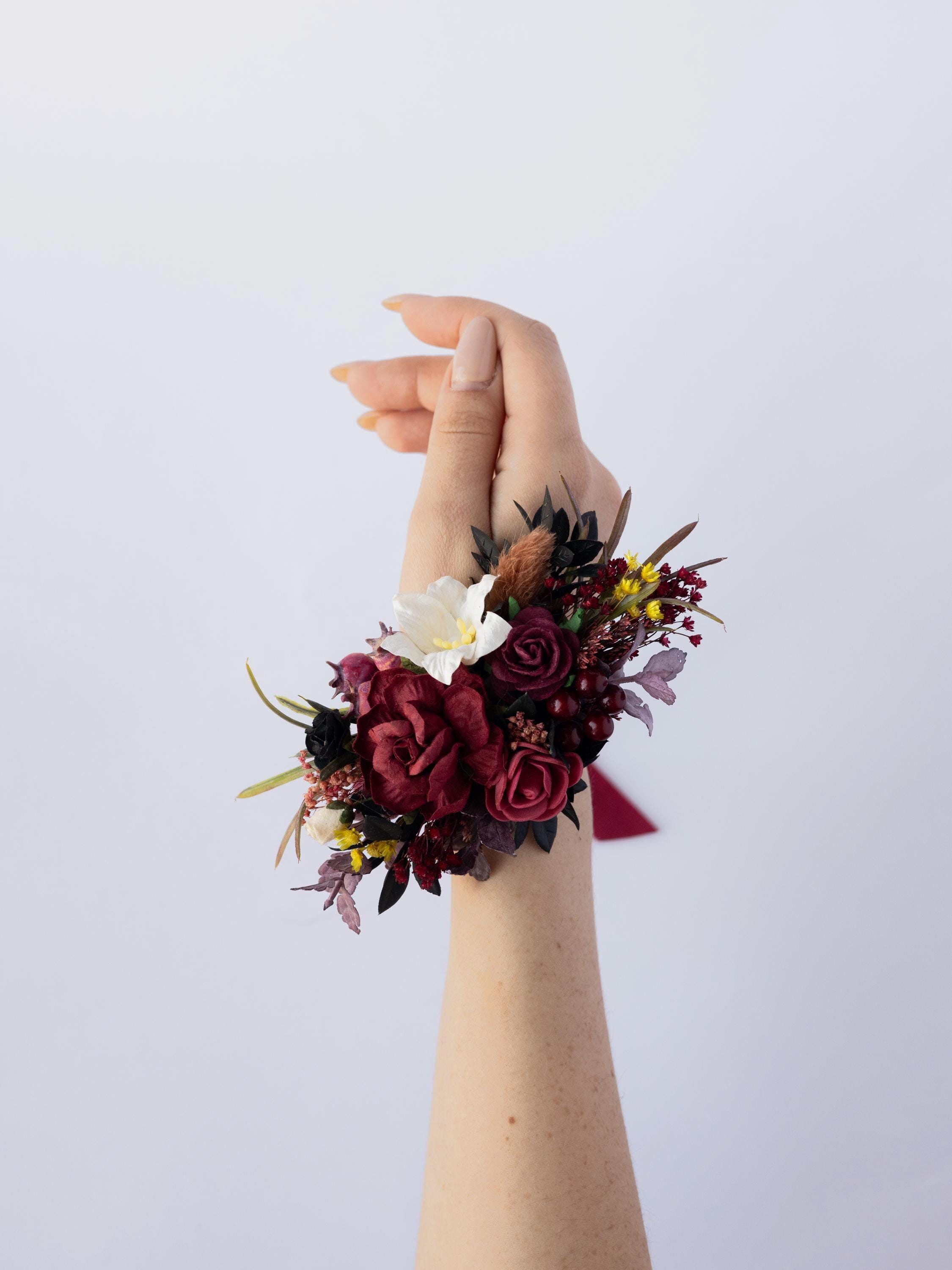 corsage ideas for burgundy dress Burgundy Wrist Corsage