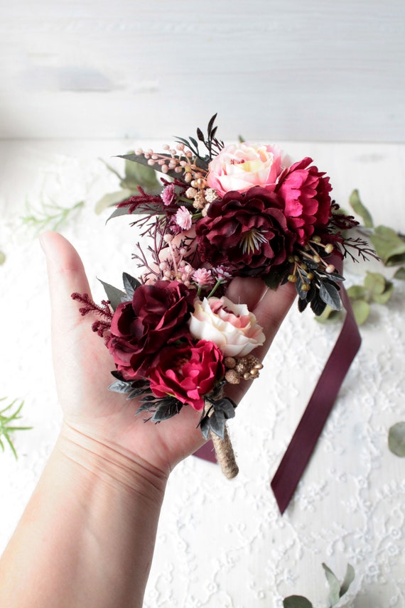 Flor de marsala en flor Accesorios de flores para novia - Etsy México