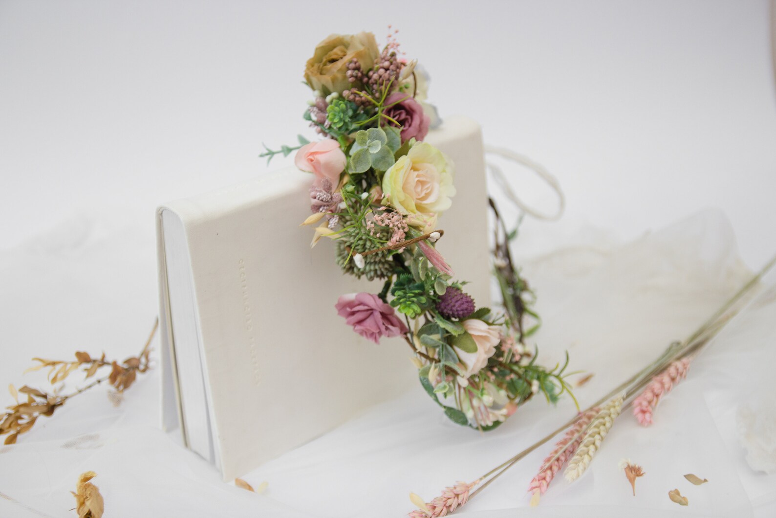 dusty pink headpiece