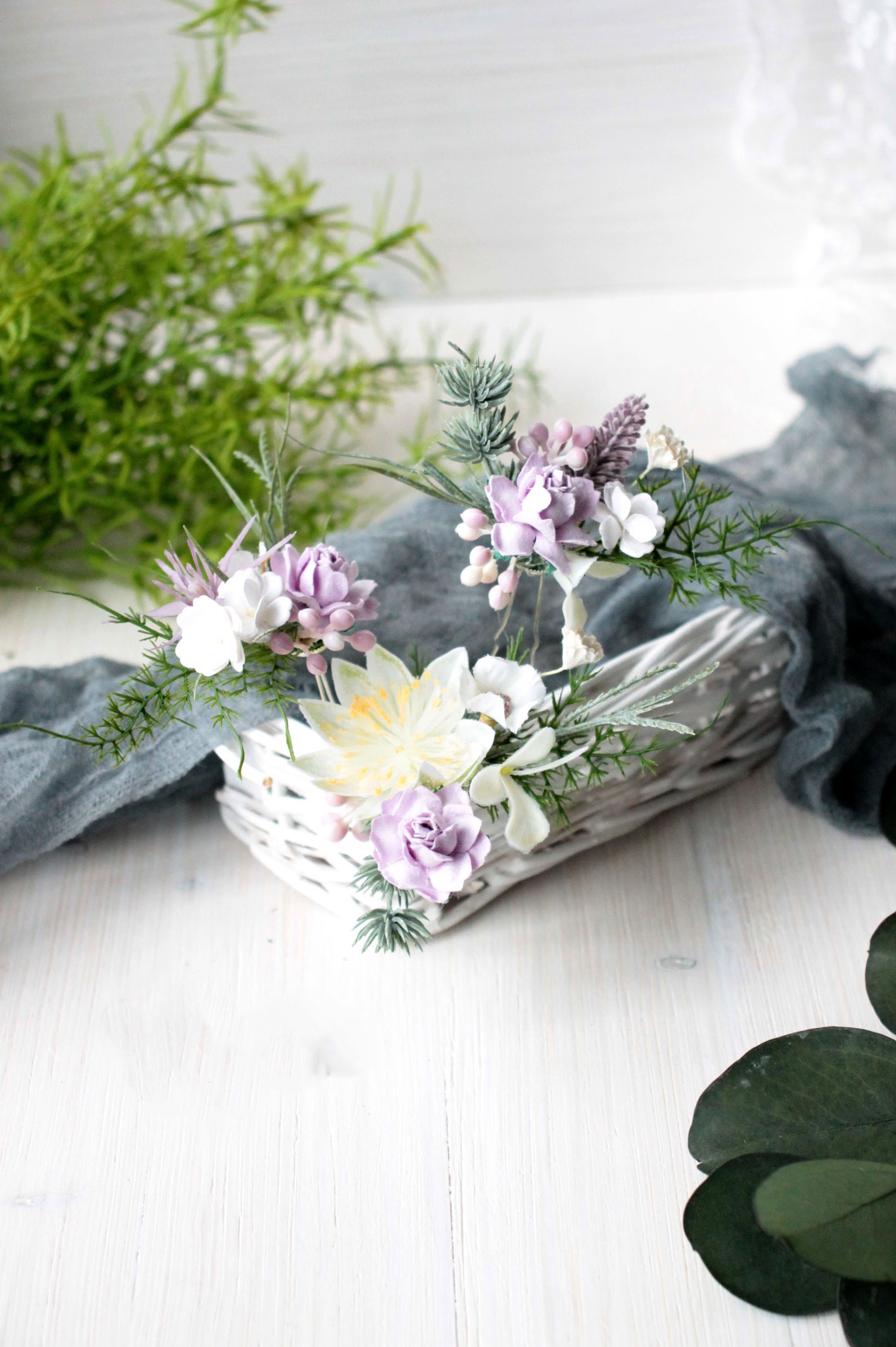 lilac headpiece for wedding
