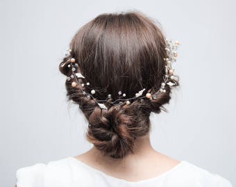 Pearl Bridal Hairpiece, Wedding Hair Jewelry, Crystal Hair Vine, Wedding Crystal Headpiece, Bridal Hair Vine