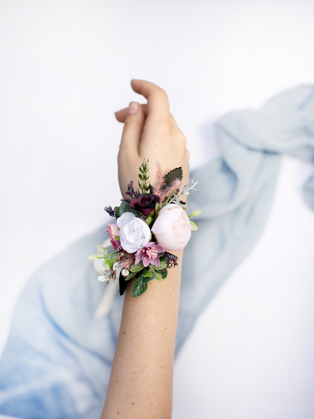 Bridal Wrist Corsage, Blush Pink Corsage, Rustic Wrist Corsage, Flower