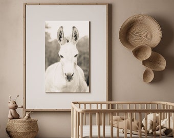 Farm animal, donkey picture, printable wall art, wall decor, nursery decor, kids bedroom decor, sepia, donation 30% of sales back to horses