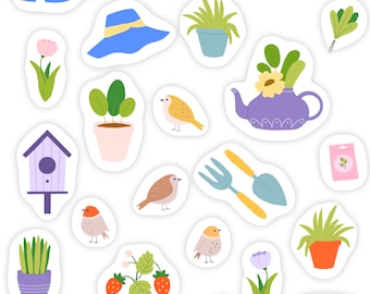 Spring garden-themed stickers