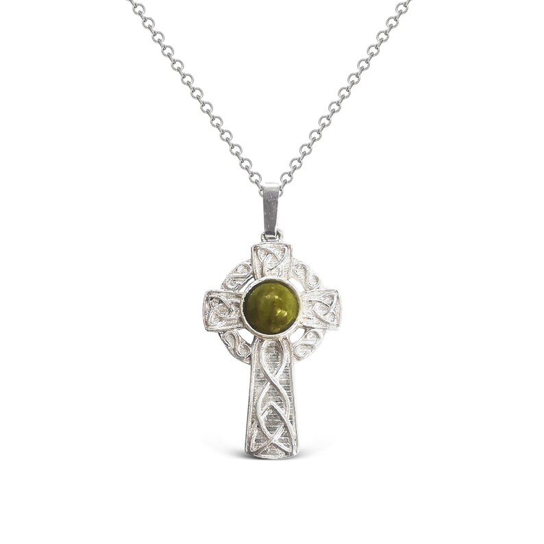 Sterling Silver Connemara Marble Celitc Cross Pendant