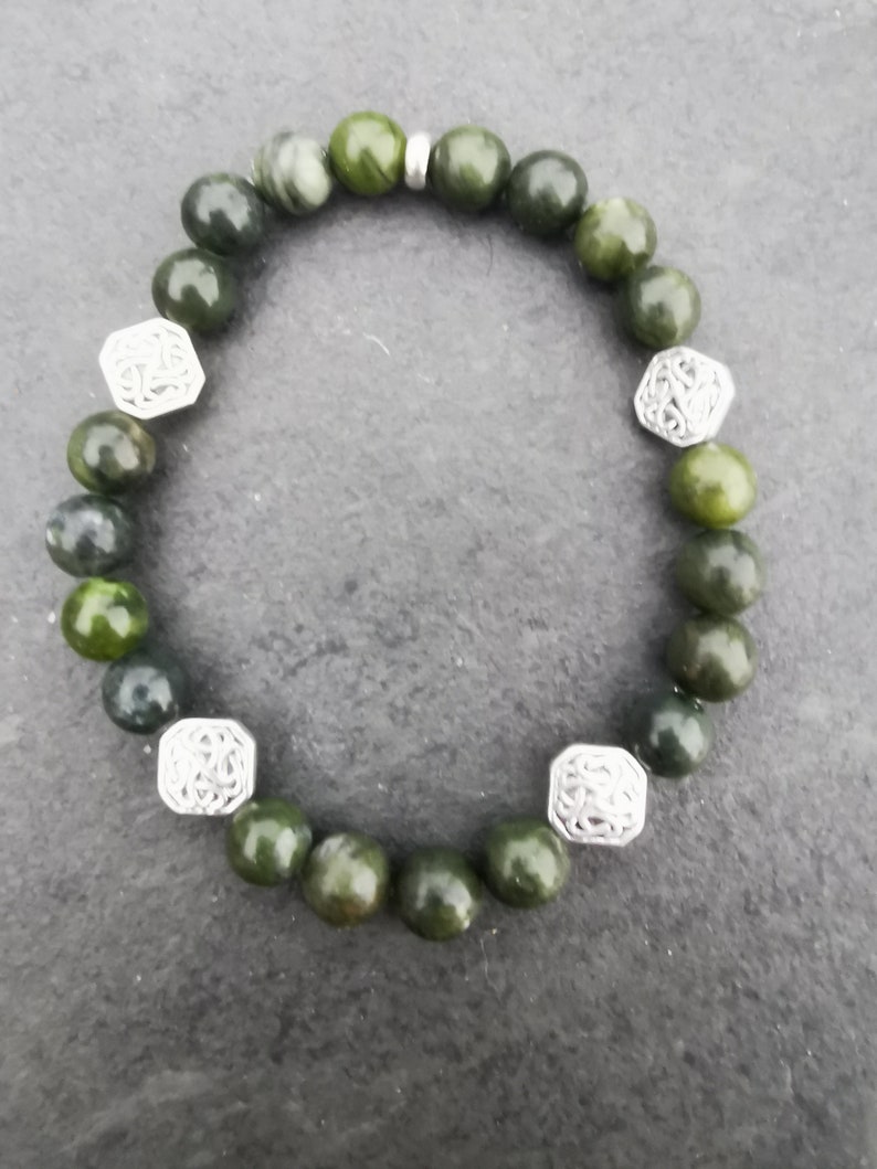 8mm Connemara Marble Celtic Knot Stretch Bracelet