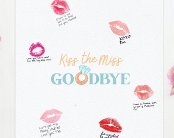 Kiss the Miss Goodbye Printable | Bachelorette Signs | Bachelorette Party Decor | Lipstick Kiss Frame | Tropical Bach | Kisses for Mrs Luau