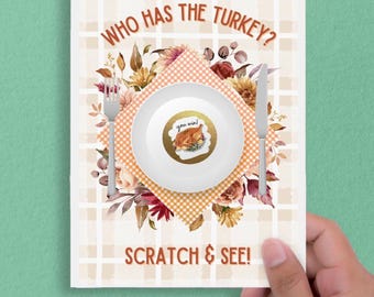 Thanksgiving Scratch Off Game: Turkey Raffle Tickets, Friendsgiving Fun Lottery Game