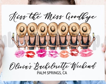 Kiss the Miss Goodbye | Bachelorette Signs | Bachelorette Party Decor | Lipstick Kiss Frame | Bachelorette Game | Beach Bachelorette