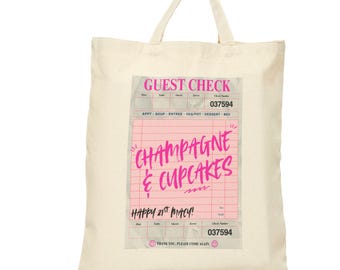 Custom Birthday Tote Bag: Retro Guest Check Design