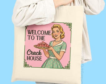 Welcome to the Crack House Mahjong Tote - Funny Mahjong Decor, Mahj Group Host, Mahjong Gift for Women, Cute Mahj Tote