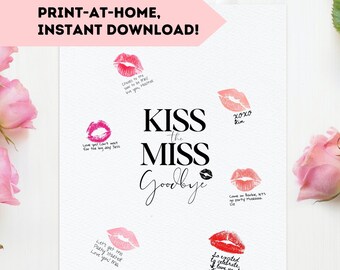 Kiss the Miss Goodbye Printable | Bachelorette Signs | Bachelorette Party Decor | Lipstick Kiss Frame | Bachelorette Game | Kisses for Miss