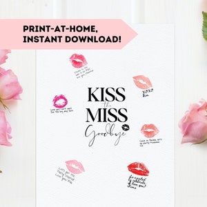 Kiss the Miss Goodbye Printable | Bachelorette Schilder | Junggesellinnenabschied Dekor | Lippenstift Kuss Rahmen | Junggesellinnenabschied | Küsse für Fräulein