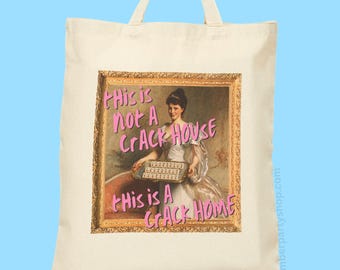 Crack House Mahjong Tote - Funny Mahjong Decor, Mahj Group Host, Mahjong Gift for Women, Cute Mahj Tote