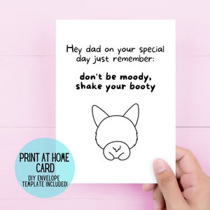 Carte de papa de chien de Corgi | Carte de chien | Carte de fête des pères Corgi | Carte d'anniversaire Corgi pour papa | drôle de cul de corgi | Carte Mari Chien Papa