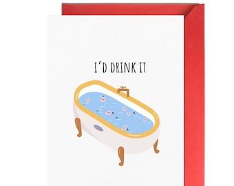 Funny Saltburn Valentines card for Husband | Jacob's Bath Water Card | Funny Anniversary | Saltburn Bathtub | Valentine's Day Card