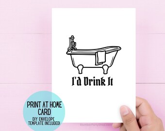 Saint-Valentin imprimable drôle de Saltburn | Carte d'anniversaire de mariage | Carte numérique | Carte de Saint-Valentin drôle | Je t'aime carte | Eau du bain