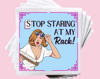 Funny Mahjong Cocktail Napkins: "Stop Staring at my Rack!" - 30-Pack
