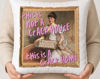 Crack House Mahjong Pillow - Funny Mahjong Decor, Mahj Pillow, Mahjong Gift for Women, Cute Mahj Throw Pillow