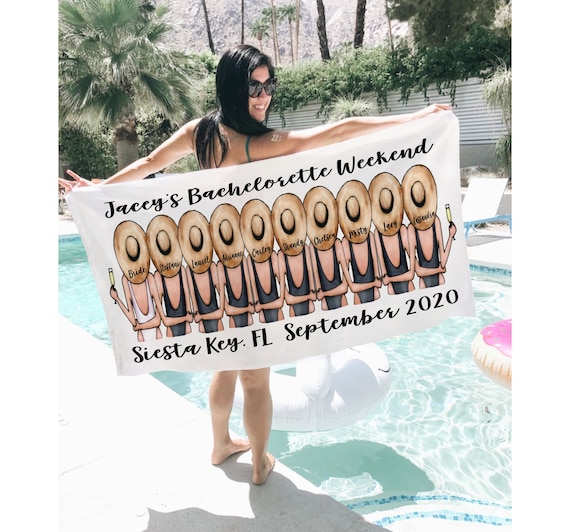 Personalized Bachelorette Beach Towel: Bride Party Gift