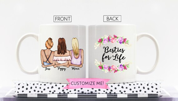 Three Friends Mug, 3 Best Friends Gift, Personalized Coffee Mug for Three  Friends, Three Sisters Coffee Mug, Three Best Friends Mug 