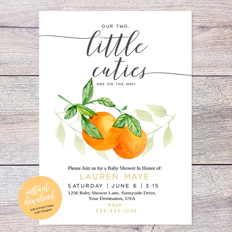 Twins Baby Shower Invitation Cuties Baby Shower Invitation Etsy