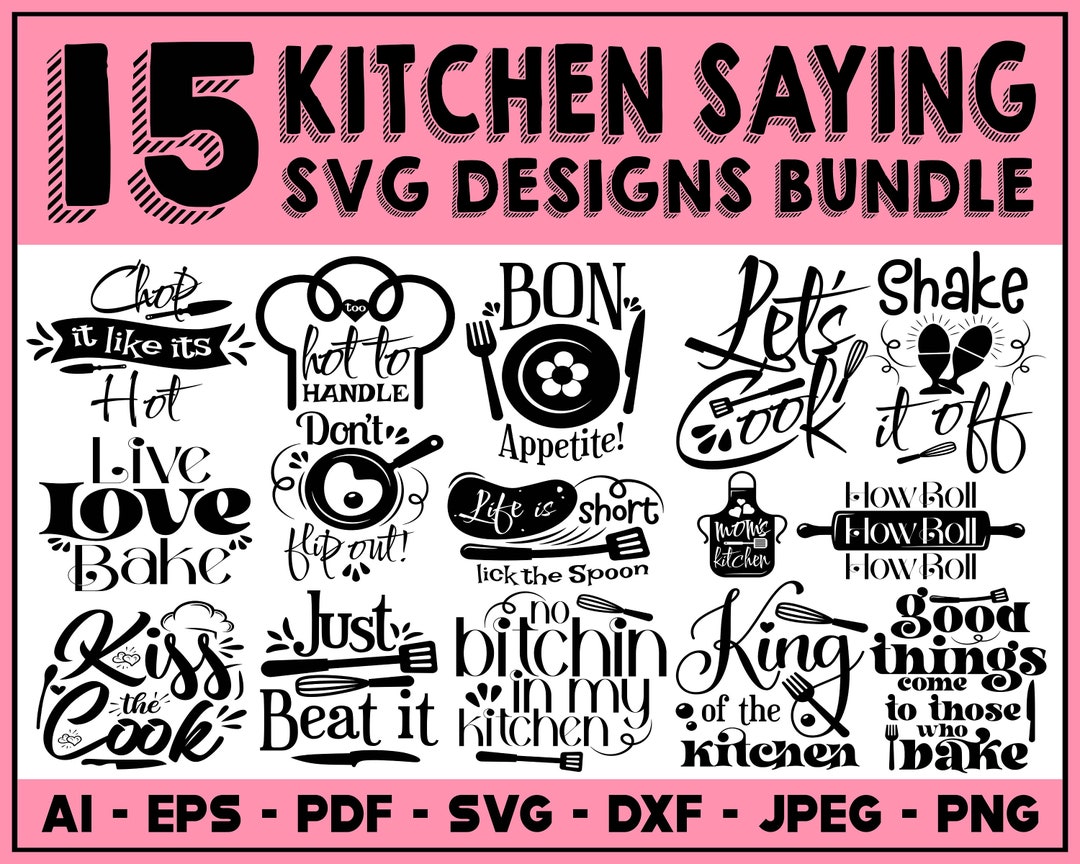 Funny Kitchen SVG Bundle, Kitchen Quotes By dapiyupi