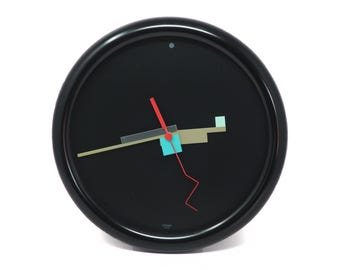 1980s Black Postmodern Wall Clock by Citizen