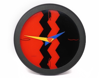 1980s Postmodern Black Empire Art Products Clock