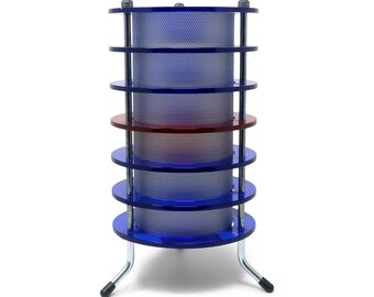 1990s Multicolored Lucite and Chrome Time Tunnel Lamp