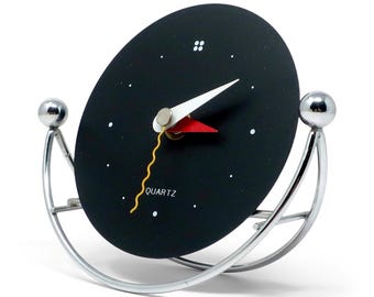 1980s Postmodern Chrome Rocking Desk Clock