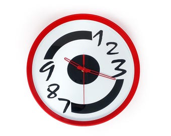 1980s Postmodern Red Wall Clock