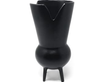 1990s Italian Bucchero Ceramic "Gubbio" Split-Rim Vessel by Gio Ponti for Neoponti/Costantino