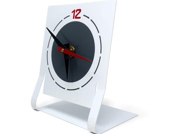 1980s White Metal Desk Clock by Time Square