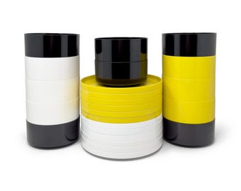 Black, White and Yellow Massimo Vignelli for Heller Dishes - Set of 24