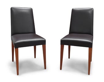 Pair of Brown Leather "Classic Chair" by Roberto Lazzeroni for Ceccotti Collezioni