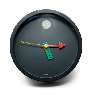 Shohei Mihara Mid 80s Post Modern Memphis Wall Clock for