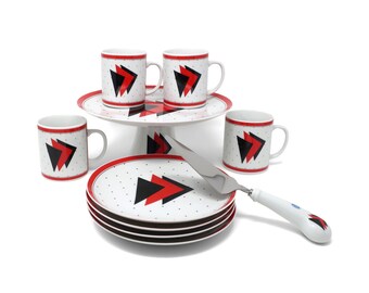 Postmodern Graphix Dessert Set by Saltera Himark 1985