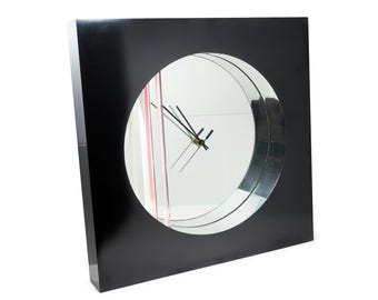 1980s Postmodern Mirror Wall Clock by Jon Gilmore for Accessory Art Studios