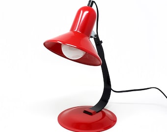 1980s Red & Black Metal Desk Lamp