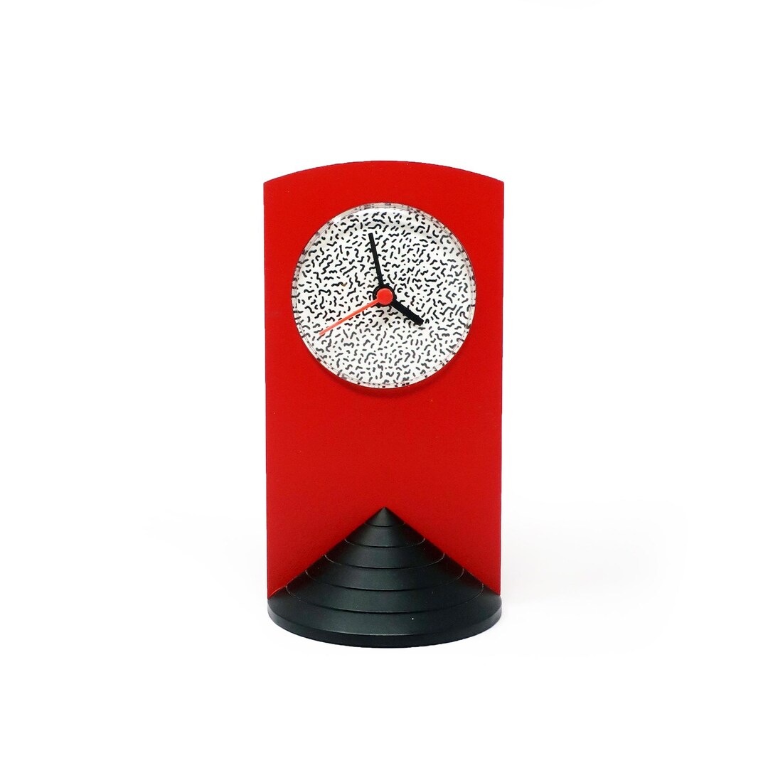 1980s Memphis Style Red Triangle Base Desk Clock - Etsy