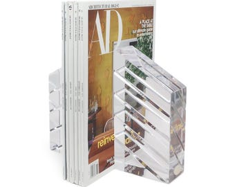 1980s Faceted Lucite Bookends by Ritts Co. of Los Angeles