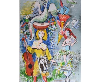 Limited Edition "Music Man" Lithograph by Charles Cobelle, Signed Artist Proof