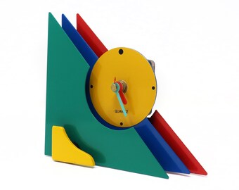 1980s Multicolor Stacked Desk or Mantel Clock