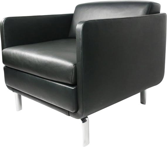 Black Leather Gaia Armchair By Arik Levy For Bernhardt Design Etsy